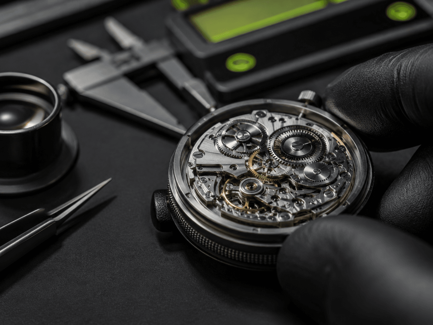 Illustration of a watch inspection bench